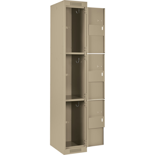 Clean Line Lockers, 3 -tier, Bank of 3, 36" x 18" x 72", Steel, Beige, Rivet (Assembled) NRZ Safety Inc.