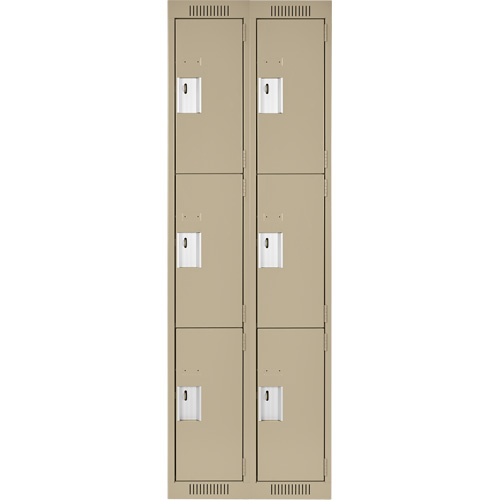 Clean Line Lockers, 3 -tier, Bank of 2, 24" x 18" x 72", Steel, Beige, Rivet (Assembled) NRZ Safety Inc.