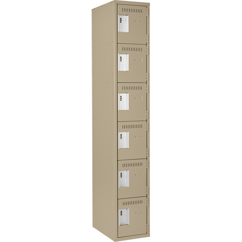Clean Line Lockerette, 6 -tier, 12" x 18" x 72", Steel, Beige, Rivet (Assembled) NRZ Safety Inc.