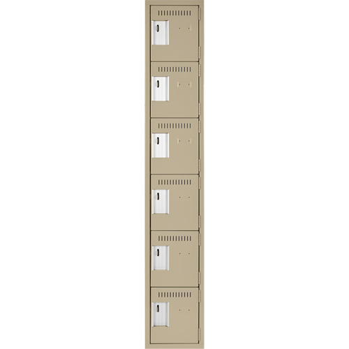 Clean Line Lockerette, 6 -tier, 12" x 18" x 72", Steel, Beige, Rivet (Assembled) NRZ Safety Inc.