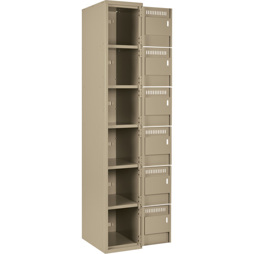 Petits casiers Clean Line, 6 niveaux, Bloc de 4, 48" x 18" x 72", Acier, Beige, Rivet (assembl&eacute;) NRZ Safety Inc.