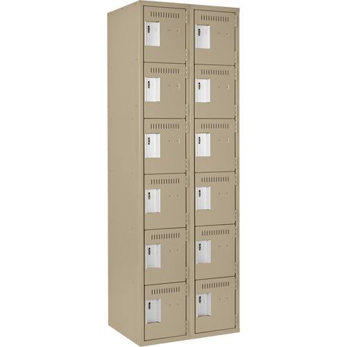 Clean Line Lockerette, 6 -tier, Bank of 2, 24" x 18" x 72", Steel, Beige, Rivet (Assembled) NRZ Safety Inc.