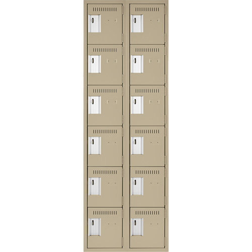 Clean Line Lockerette, 6 -tier, Bank of 2, 24" x 18" x 72", Steel, Beige, Rivet (Assembled) NRZ Safety Inc.