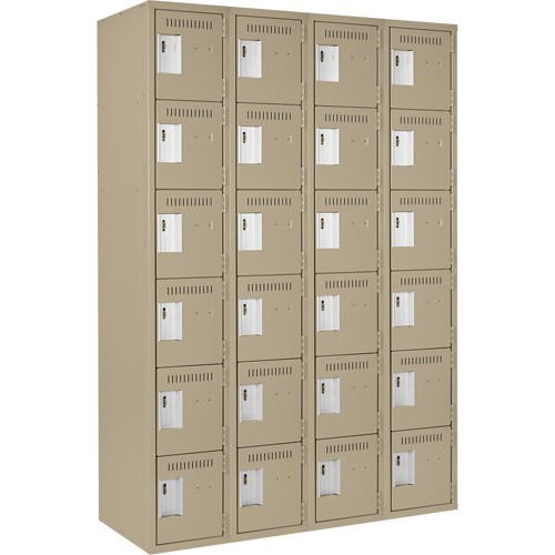 Petits casiers Clean Line, 6 niveaux, Bloc de 4, 48" x 18" x 72", Acier, Beige, Rivet (assembl&eacute;) NRZ Safety Inc.