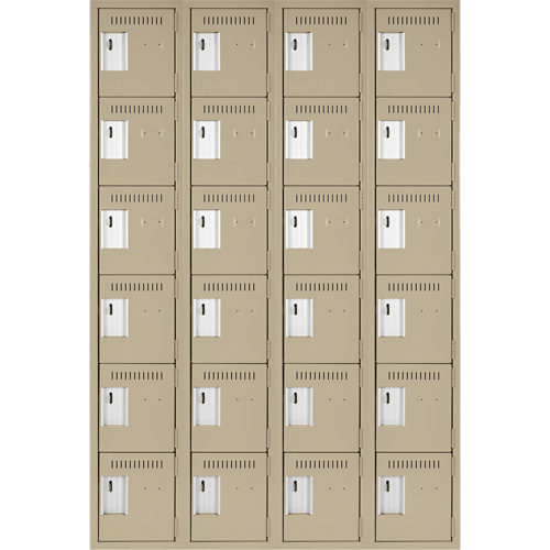 Petits casiers Clean Line, 6 niveaux, Bloc de 4, 48" x 18" x 72", Acier, Beige, Rivet (assembl&eacute;) NRZ Safety Inc.