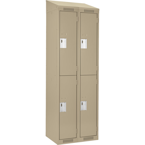 Clean Line Lockers, 2 -tier, Bank of 2, 24" x 18" x 78", Steel, Beige, Rivet (Assembled) NRZ Safety Inc.