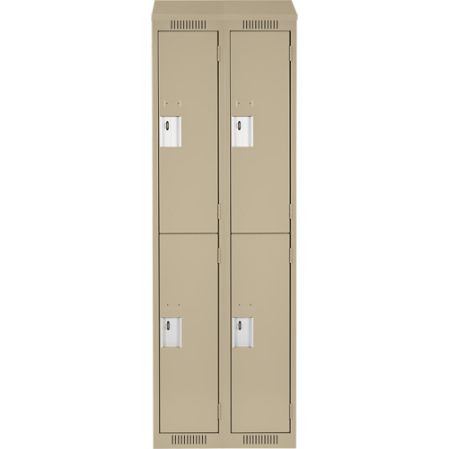 Clean Line Lockers, 2 -tier, Bank of 2, 24" x 18" x 78", Steel, Beige, Rivet (Assembled) NRZ Safety Inc.