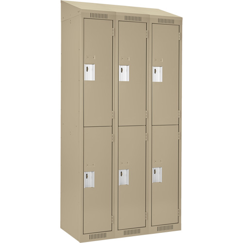 Clean Line Lockers, 2 -tier, Bank of 3, 36" x 18" x 78", Steel, Beige, Rivet (Assembled) NRZ Safety Inc.