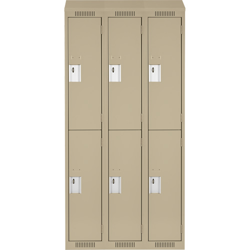 Clean Line Lockers, 2 -tier, Bank of 3, 36" x 18" x 78", Steel, Beige, Rivet (Assembled) NRZ Safety Inc.