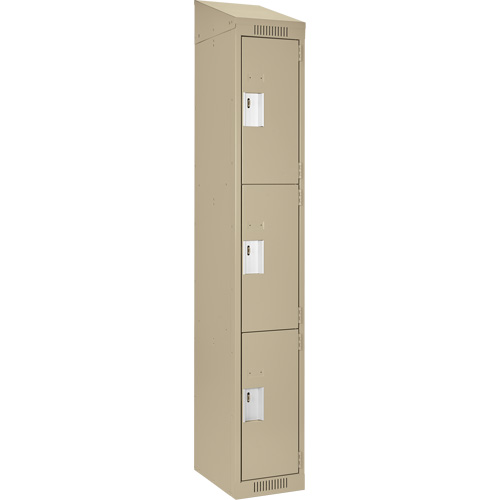 Clean Line Lockers, 3 -tier, 12" x 18" x 78", Steel, Beige, Rivet (Assembled) NRZ Safety Inc.