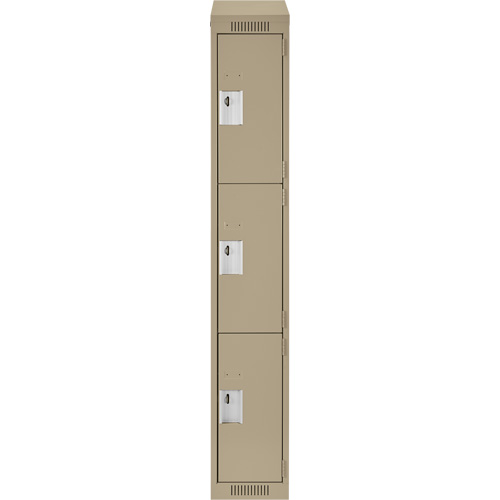 Clean Line Lockers, 3 -tier, 12" x 18" x 78", Steel, Beige, Rivet (Assembled) NRZ Safety Inc.
