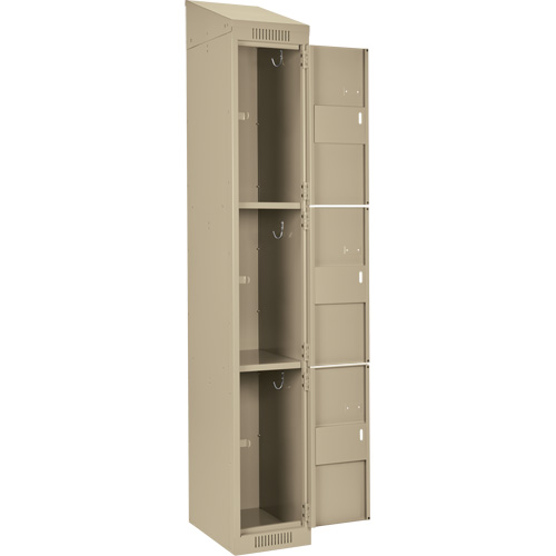 Clean Line Lockers, 3 -tier, Bank of 4, 48" x 18" x 78", Steel, Beige, Rivet (Assembled) NRZ Safety Inc.