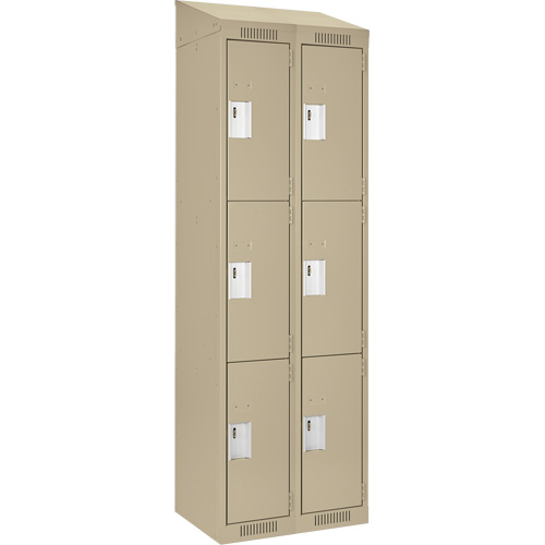 Clean Line Lockers, 3 -tier, Bank of 2, 24" x 18" x 78", Steel, Beige, Rivet (Assembled) NRZ Safety Inc.