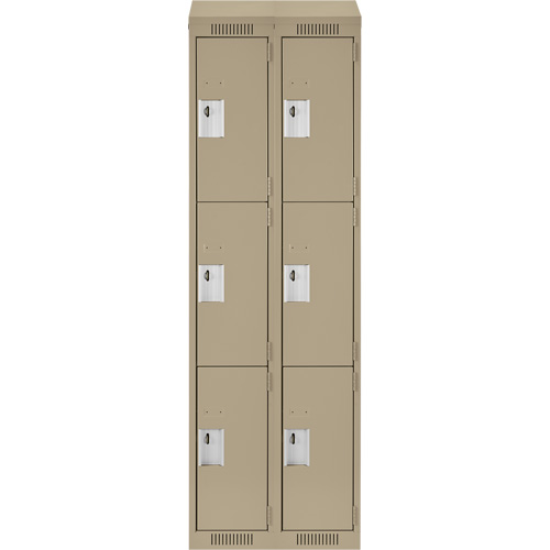 Clean Line Lockers, 3 -tier, Bank of 2, 24" x 18" x 78", Steel, Beige, Rivet (Assembled) NRZ Safety Inc.