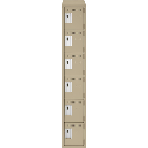 Clean Line Lockerette, 6 -tier, 12" x 18" x 78", Steel, Beige, Rivet (Assembled) NRZ Safety Inc.
