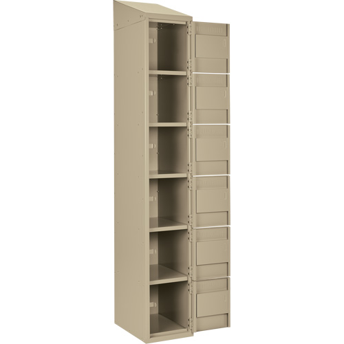 Clean Line Lockerette, 6 -tier, Bank of 4, 48" x 18" x 78", Steel, Beige, Rivet (Assembled) NRZ Safety Inc.