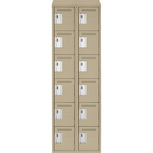 Clean Line Lockerette, 6 -tier, Bank of 2, 24" x 18" x 78", Steel, Beige, Rivet (Assembled) NRZ Safety Inc.