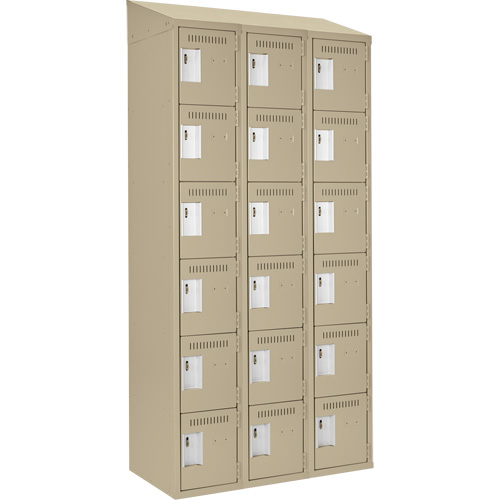 Clean Line Lockerette, 6 -tier, Bank of 3, 36" x 18" x 78", Steel, Beige, Rivet (Assembled) NRZ Safety Inc.