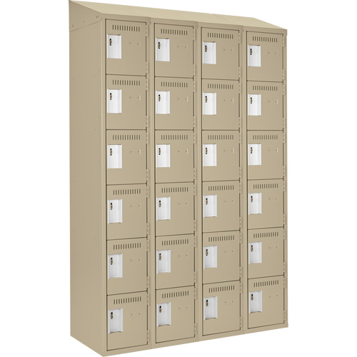 Clean Line Lockerette, 6 -tier, Bank of 4, 48" x 18" x 78", Steel, Beige, Rivet (Assembled) NRZ Safety Inc.