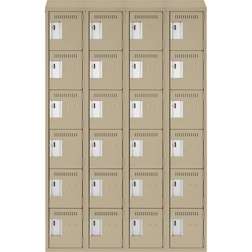 Clean Line Lockerette, 6 -tier, Bank of 4, 48" x 18" x 78", Steel, Beige, Rivet (Assembled) NRZ Safety Inc.