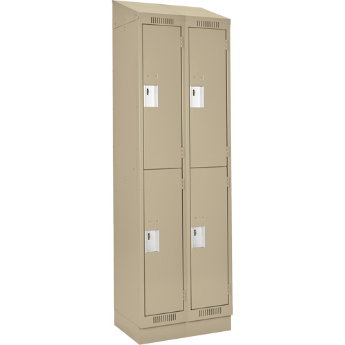 Clean Line Lockers, 2 -tier, Bank of 2, 24" x 18" x 82", Steel, Beige, Rivet (Assembled) NRZ Safety Inc.