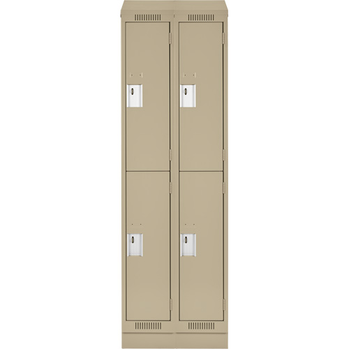 Clean Line Lockers, 2 -tier, Bank of 2, 24" x 18" x 82", Steel, Beige, Rivet (Assembled) NRZ Safety Inc.