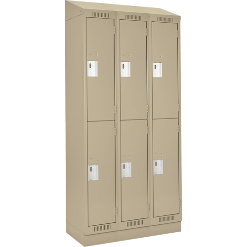 Clean Line Lockers, 2 -tier, Bank of 3, 36" x 18" x 82", Steel, Beige, Rivet (Assembled) NRZ Safety Inc.