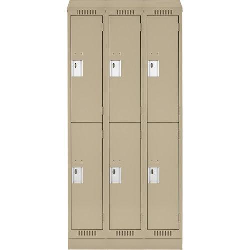 Clean Line Lockers, 2 -tier, Bank of 3, 36" x 18" x 82", Steel, Beige, Rivet (Assembled) NRZ Safety Inc.