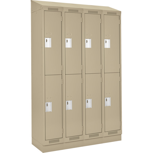 Clean Line Lockers, 2 -tier, Bank of 4, 48" x 18" x 82", Steel, Beige, Rivet (Assembled) NRZ Safety Inc.