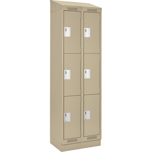 Clean Line Lockers, 3 -tier, Bank of 2, 24" x 18" x 82", Steel, Beige, Rivet (Assembled) NRZ Safety Inc.