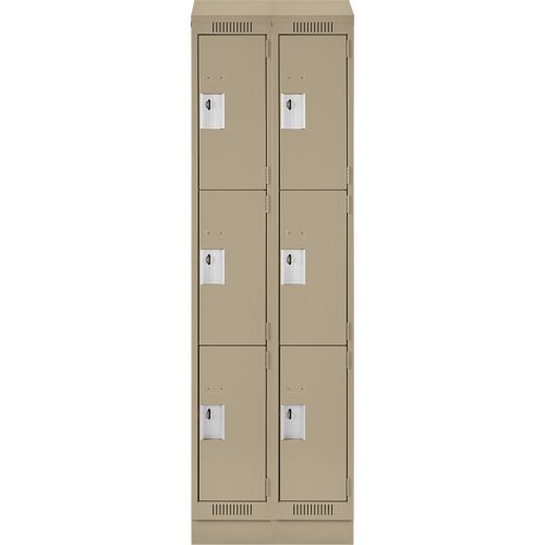 Clean Line Lockers, 3 -tier, Bank of 2, 24" x 18" x 82", Steel, Beige, Rivet (Assembled) NRZ Safety Inc.