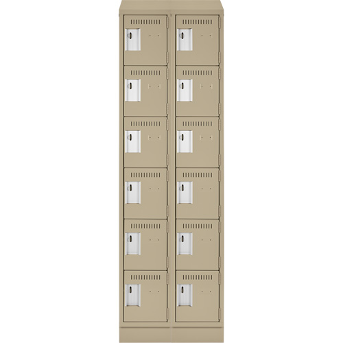 Clean Line Lockerette , 6 -tier, Bank of 2, 24" x 18" x 82", Steel, Beige, Rivet (Assembled) NRZ Safety Inc.