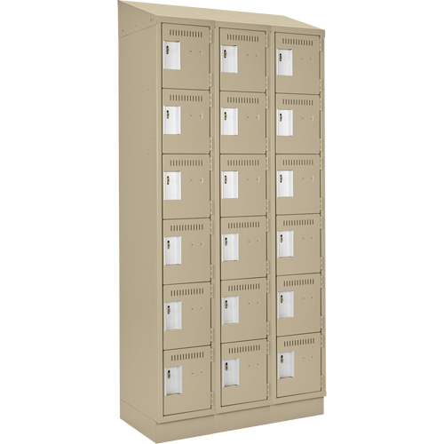 Clean Line Lockerette , 6 -tier, Bank of 3, 36" x 18" x 82", Steel, Beige, Rivet (Assembled) NRZ Safety Inc.