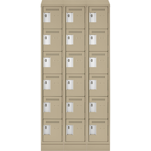 Clean Line Lockerette , 6 -tier, Bank of 3, 36" x 18" x 82", Steel, Beige, Rivet (Assembled) NRZ Safety Inc.