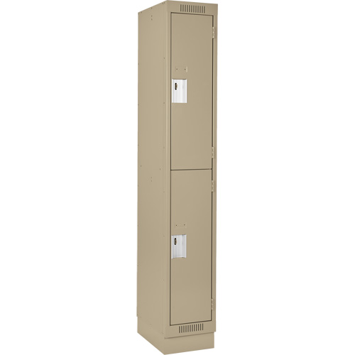 Clean Line Lockers, 2 -tier, 12" x 18" x 76", Steel, Beige, Rivet (Assembled) NRZ Safety Inc.