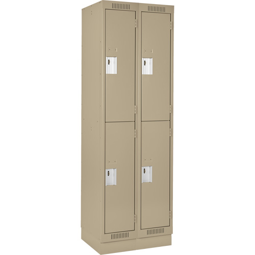 Clean Line Lockers, 2 -tier, Bank of 2, 24" x 18" x 76", Steel, Beige, Rivet (Assembled) NRZ Safety Inc.