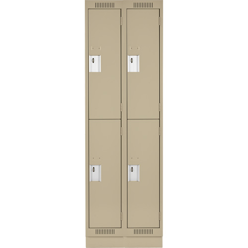 Clean Line Lockers, 2 -tier, Bank of 2, 24" x 18" x 76", Steel, Beige, Rivet (Assembled) NRZ Safety Inc.