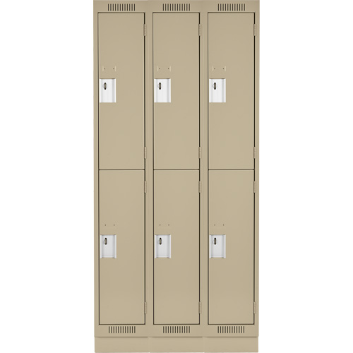 Clean Line Lockers, 2 -tier, Bank of 3, 36" x 18" x 76", Steel, Beige, Rivet (Assembled) NRZ Safety Inc.