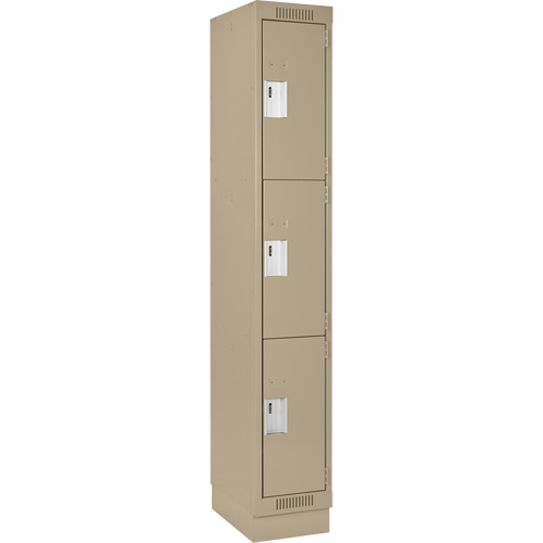 Clean Line Lockers, 3 -tier, 12" x 18" x 76", Steel, Beige, Rivet (Assembled) NRZ Safety Inc.
