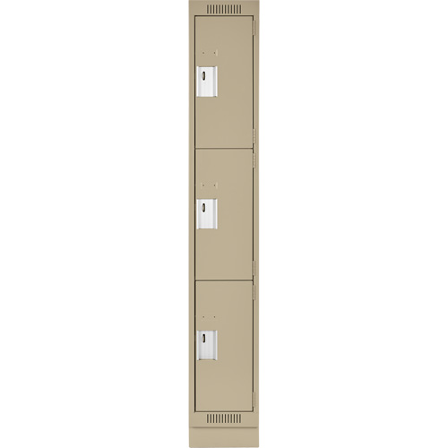 Clean Line Lockers, 3 -tier, 12" x 18" x 76", Steel, Beige, Rivet (Assembled) NRZ Safety Inc.