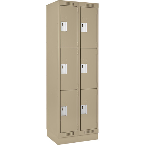 Clean Line Lockers, 3 -tier, Bank of 2, 24" x 18" x 76", Steel, Beige, Rivet (Assembled) NRZ Safety Inc.