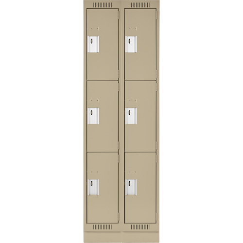 Clean Line Lockers, 3 -tier, Bank of 2, 24" x 18" x 76", Steel, Beige, Rivet (Assembled) NRZ Safety Inc.
