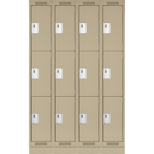 Clean Line Lockers, 3 -tier, Bank of 4, 48" x 18" x 76", Steel, Beige, Rivet (Assembled) NRZ Safety Inc.