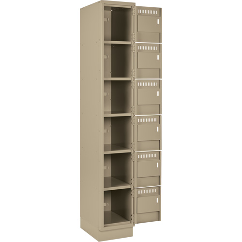 Clean Line Lockerette, 6 -tier, Bank of 4, 48" x 18" x 76", Steel, Beige, Rivet (Assembled) NRZ Safety Inc.