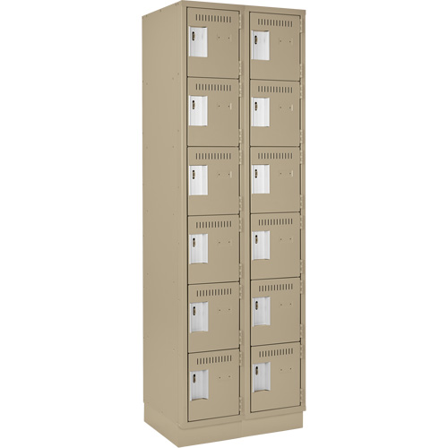 Clean Line Lockerette, 6 -tier, Bank of 2, 24" x 18" x 76", Steel, Beige, Rivet (Assembled) NRZ Safety Inc.