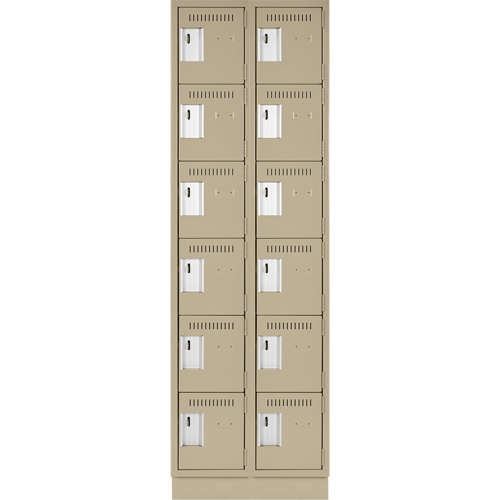 Clean Line Lockerette, 6 -tier, Bank of 2, 24" x 18" x 76", Steel, Beige, Rivet (Assembled) NRZ Safety Inc.