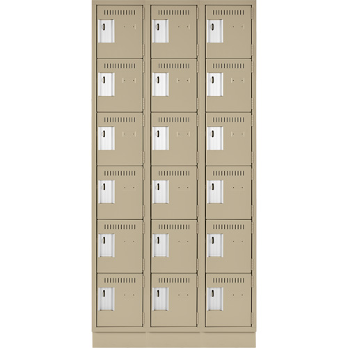 Clean Line Lockerette, 6 -tier, Bank of 3, 36" x 18" x 76", Steel, Beige, Rivet (Assembled) NRZ Safety Inc.