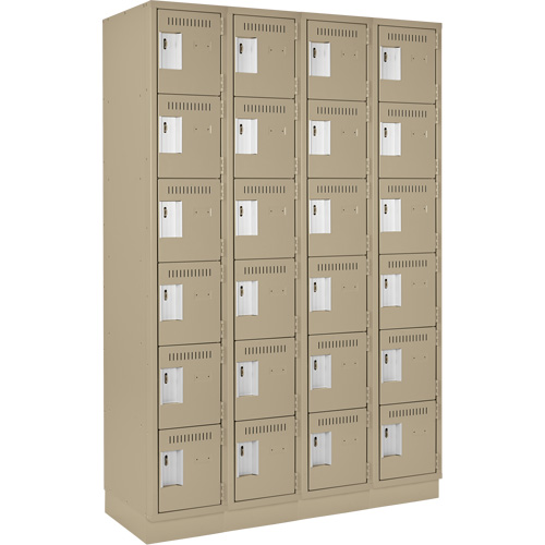 Clean Line Lockerette, 6 -tier, Bank of 4, 48" x 18" x 76", Steel, Beige, Rivet (Assembled) NRZ Safety Inc.