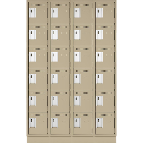 Clean Line Lockerette, 6 -tier, Bank of 4, 48" x 18" x 76", Steel, Beige, Rivet (Assembled) NRZ Safety Inc.