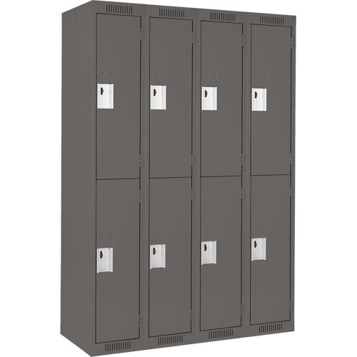Clean Line Lockers, 2 -tier, Bank of 4, 48" x 18" x 72", Steel, Charcoal, Rivet (Assembled) NRZ Safety Inc.